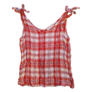 Women's JANE + DELANCEY Red & White Plaid Tank Top M